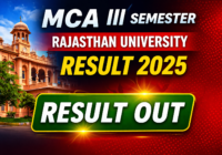 Rajasthan University MCA 3rd Sem Result 2025