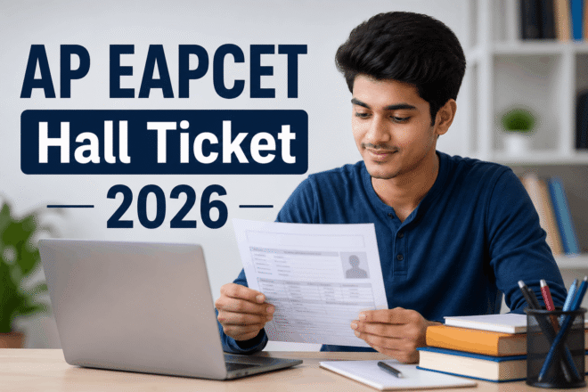 Student downloading AP EAPCET Hall Ticket 2026 from official website