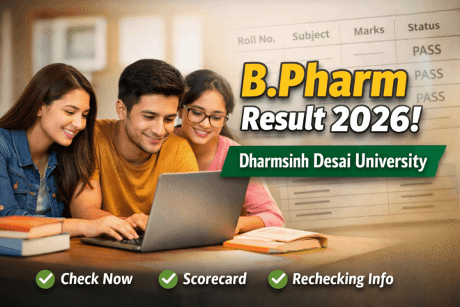DDU B.Pharm Sem 1 Result 2026 students checking result online