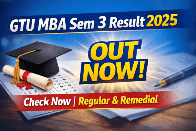 GTU MBA 3rd Semester Result December 2025 check online