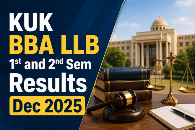 Student checking KUK BBA LLB result online