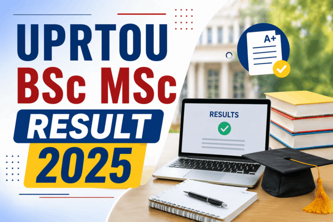 UPRTOU BSc MSc Result 2025 marksheet download screen