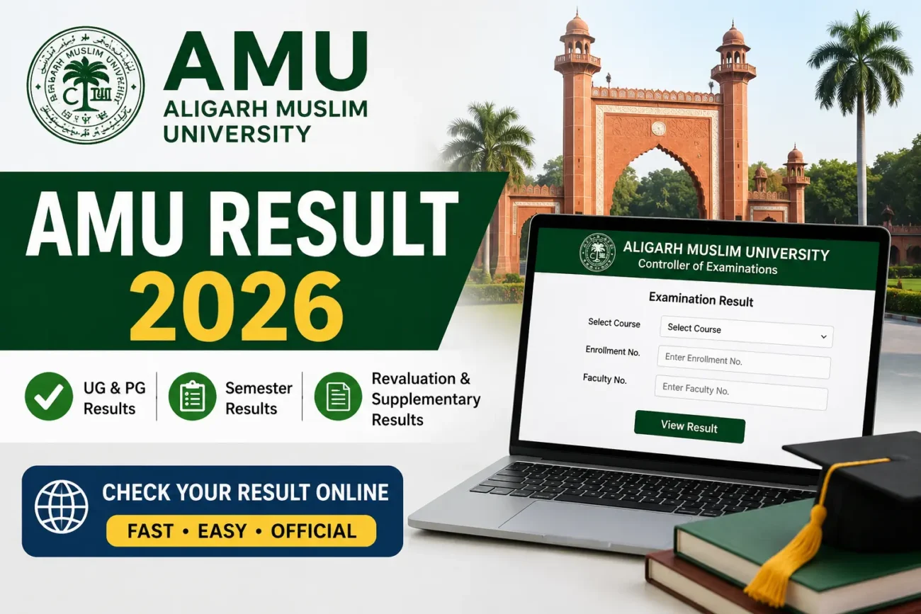 AMU Result 2026 online result portal for UG, PG, semester and revaluation examination results