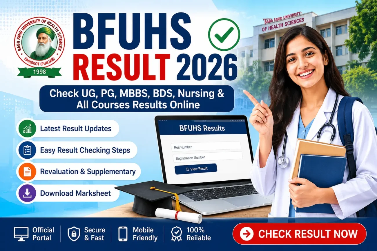 BFUHS Result 2026 check UG PG MBBS BDS Nursing semester revaluation and supplementary results online