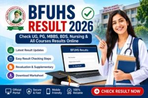 BFUHS Result 2026 check UG PG MBBS BDS Nursing semester revaluation and supplementary results online