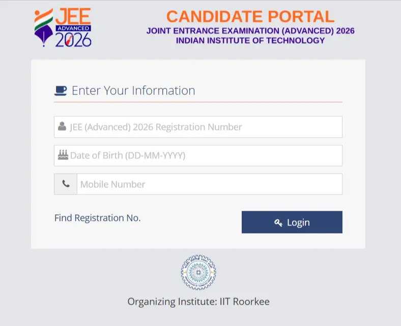 JEE Advanced Results 2026 candidate login portal for checking scorecard, AIR rank, cutoff marks, topper list, and qualification status