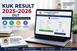 Student checking KUK Result 2025-2026 online through Kurukshetra University result portal